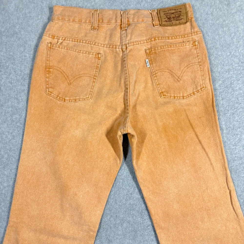 Vintage‎ 1980s Levi's 630-7775 White Tab Jeans Tan Orange Actual 28x34 Talon 42